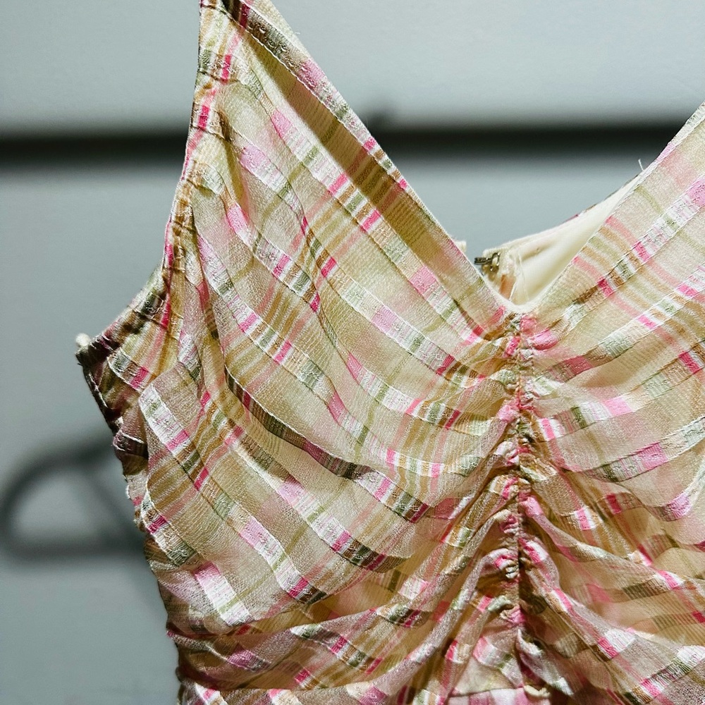 Vintage Cream/Pink Dress w/ Scarf